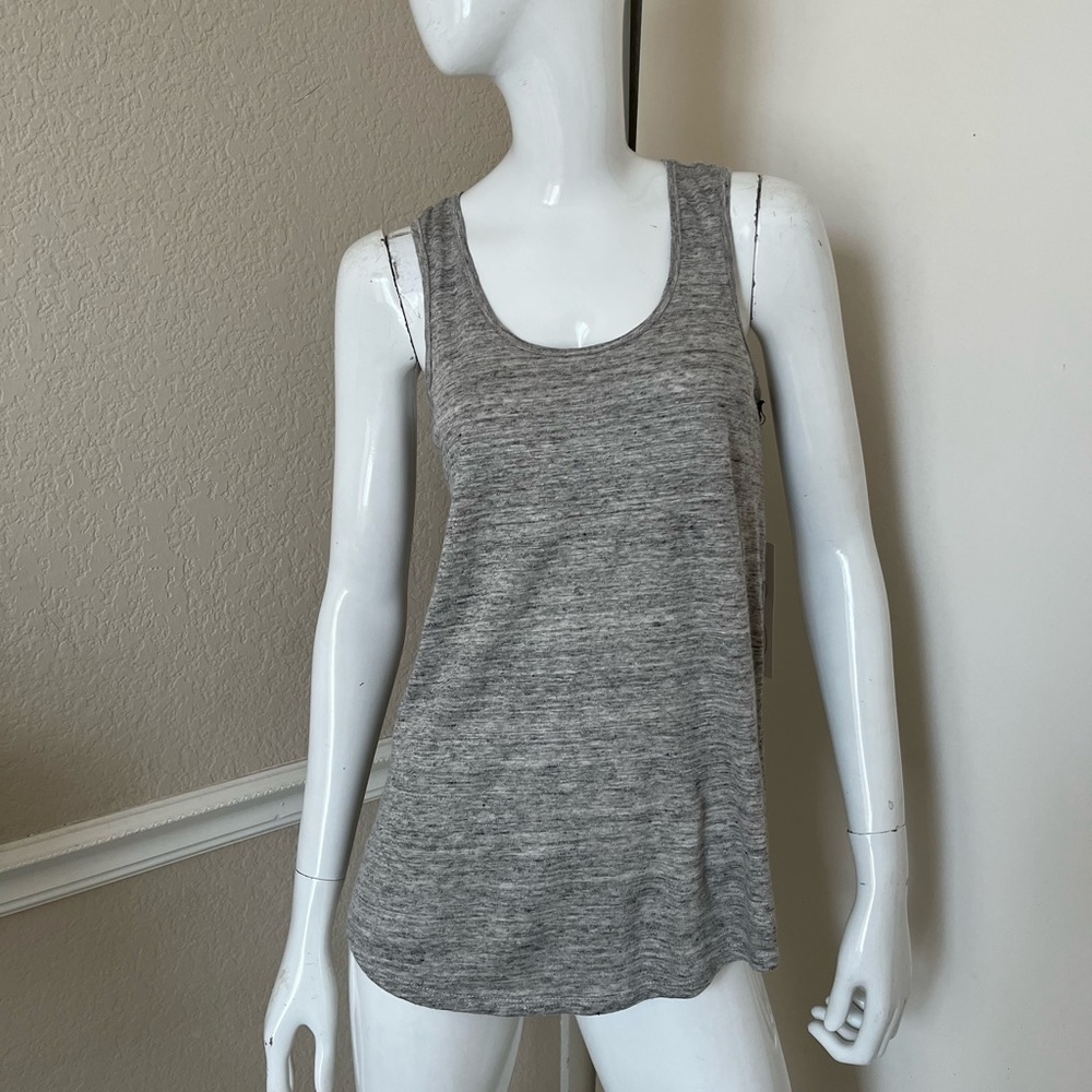 FEEL THE PIECE TERRE JACOBS NWT! Heather Grey 100% Linen Knit Tank Top Sz XS/S